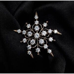 Vintage 1990s 925 Sterling Silver Cubic Zirconia Snowflake Brooch Pin GV China